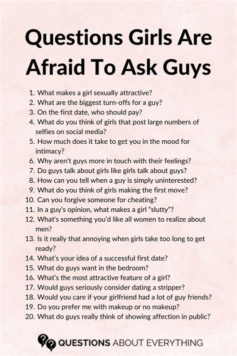 questions to ask guys about girls|50+ questions girls are afraid to ask guys (deep,。